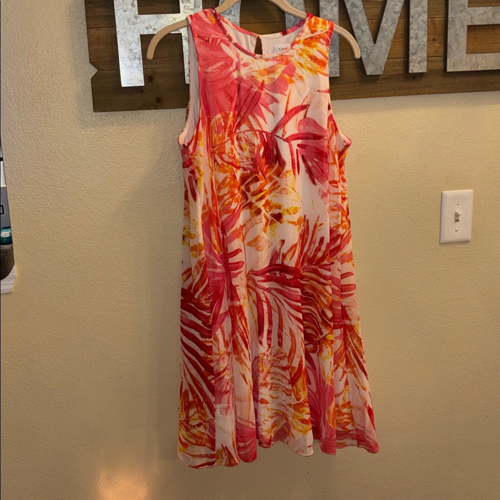 Calvin Klein Floral Dress in Pink and Orange
